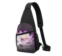 Beau sac à dos à bandoulière léger avec imprimé fleur de lotus violet réglable pour hommes, femmes, enfants, Noir , Taille unique, Sac à dos de