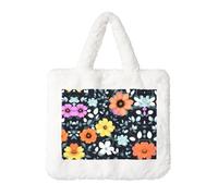 Beau sac à main en peluche avec fleurs colorées - Parfait pour l'automne et l'hiver, idéal comme pochette à monnaie - Cadeau idéal pour Noël et la Saint-Valentin
