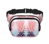 Beau sac banane carré double couche avec impression intégrale, tissu sergé durable, sac banane multi-poches pour sports de plein air voyage
