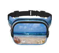 Beau sac banane carré double couche avec impression intégrale, tissu sergé durable, sac banane multi-poches pour sports de plein air voyage