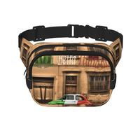 Beau sac banane carré double couche imprimé Italie hommes et femmes sac banane d'entraînement bandoulière voyage, noir, One Size