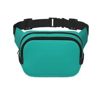 Beau sac banane carré vert double couche avec impression intégrale, tissu sergé durable, sac banane multi-poches pour sports de plein air voyage