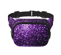 Beau sac banane carré violet double couche avec sangle réglable, sac banane pour course à pied, voyage, randonnée, Noir , Taille unique