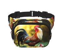 Beau sac banane coq pour femme - Étanche et réglable - Sac banane tendance et décontracté - Pour la course à pied, l'entraînement, la randonnée, les voyages, noir, taille unique, Noir , Taille unique