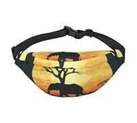Beau sac banane éléphant pour homme et femme - Sac banane tendance - Sac à bandoulière - Sac banane avec sangle réglable - Sac de poitrine imperméable pour voyage, randonnée, sport, noir, taille