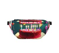 Beau sac banane Happy Birthday. Grande capacité, imperméable et résistant à la poussière, fermeture éclair sécurisée, adapté pour les voyages et les activités de plein air.