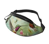 Beau sac banane imprimé colibris avec prise casque, sac banane personnalisé unisexe pour la course à pied, la randonnée, pour homme et femme, Noir , Taille unique, Sacs à dos Sling