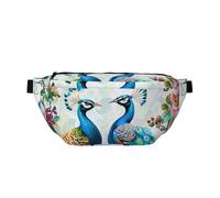 Beau sac banane imprimé fleurs de paon pour homme et femme, sac banane réglable, sac banane de voyage, sac banane de sport, course à pied, randonnée, Noir , Taille unique, Sac à dos de