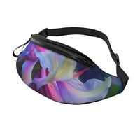 Beau sac banane imprimé floral pour homme et femme avec sangle réglable pour la randonnée, la course à pied, les voyages, le cyclisme, Noir , Taille unique, Sac à dos décontracté