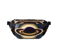 Beau sac banane imprimé Saturne avec grande capacité et double poches, adapté pour les voyages et le sport.