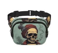 Beau sac banane imprimé tête de mort multifonctions, sac à bandoulière tendance unisexe sac de rangement de sport de voyage