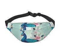 Beau sac banane motif paon et floral pour homme et femme, sac banane tendance, sac à bandoulière, sac banane avec sangle réglable, sac de poitrine imperméable pour voyage, randonnée, sport, noir, Noir