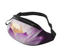 Beau sac banane personnalisé imprimé fleur de lotus violet, sac à bandoulière léger et polyvalent pour les aventures quotidiennes et en plein air, Noir , Taille unique, Sac à dos décontracté