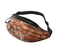 Beau sac banane personnalisé imprimé méduse, sac à bandoulière léger et polyvalent pour les aventures quotidiennes et en plein air, Paroi de briques anciennes, Taille unique, Sac à dos décontracté