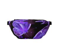 Beau sac banane violet imprimé papillon pour homme et femme, sac banane réglable, sac banane de voyage, sac à bandoulière pour sport, course à pied, randonnée, Noir , Taille unique, Sac à dos de