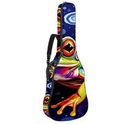 Beau sac de guitare acoustique, étui étanche pour guitare de 101,6 cm, 101,6 cm, plusieurs poches, grenouille colorée, multicolore, 42.9x16.9x4.7 in, Sac pour guitare