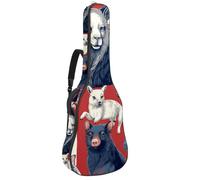 Beau sac de guitare acoustique pour guitare acoustique 40/41/42 pouces, étanche, plusieurs poches, drapeau américain animaux, multicolore, 42.9x16.9x4.7 in, Sac pour guitare