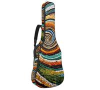 Beau sac de guitare acoustique pour guitares de 101,6 cm/104,7 cm/106,7 cm, plusieurs poches et couche de protection, motif spirale mosaïque, Multicolore #08, 42.9x16.9x4.7 in, Sac pour guitare