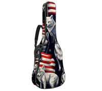 Beau sac de guitare, étui de protection pour guitare acoustique de 40/41/42 pouces, sac de transport étanche avec un grand espace de rangement, animaux du drapeau américain, multicolore, 42.9x16.9x4.7