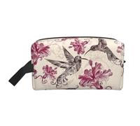 Beau sac de rangement de voyage à la mode, imprimé colibri, trousse de toilette portable, grande capacité