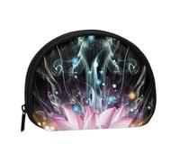 Beau sac de rangement portable en forme de coquillage avec imprimé fleur de lotus magique