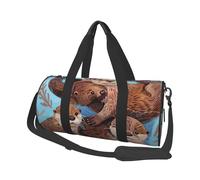 Beau sac de sport imprimé fleurs de paon avec poche humide et compartiment à chaussures, sac de voyage pour homme et femme, Adorable loutre marron, Taille unique, Sac de voyage