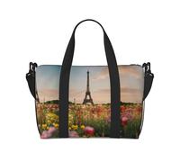 Beau sac de sport imprimé Tour Eiffel Paris pour femme, sac de sport pour le week-end, sac fourre-tout pour articles personnels, noir, One Size
