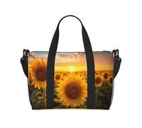 Beau sac de sport imprimé tournesol 1 pour femme, sac de sport pour week-end, sac fourre-tout pour articles personnels, noir, One Size