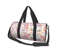 Beau sac de sport rond imprimé fleurs roses, sac fourre-tout de voyage en toile, imperméable et résistant aux déchirures. Sac de voyage pliable pour le w nd