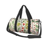 Beau sac de sport rond imprimé fleurs, sac fourre-tout de voyage en toile, imperméable et résistant aux déchirures. Sac de voyage pliable pour le week-end