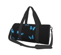 Beau sac de sport rond imprimé papillon bleu, sac fourre-tout de voyage en toile, imperméable et résistant aux déchirures. Sac de voyage pliable pour le week-end