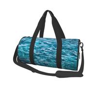 Beau sac de sport rond imprimé surface de mer, sac fourre-tout de voyage en toile, imperméable et résistant aux déchirures. Sac de voyage pliable pour le week-end