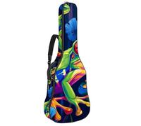 Beau sac de transport pour guitare acoustique, étanche avec plusieurs poches, étui de protection pour guitare de 101,6 cm/104,7 cm, grenouille colorée, multicolore, 42.9x16.9x4.7 in, Sac pour guitare