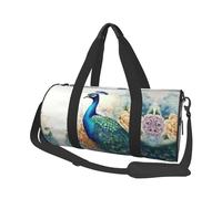 Beau sac de voyage à imprimé paon et floral avec poche et sangle réglable, grand sac de sport, sac de yoga tendance pour homme et femme, noir, taille unique, tendance, noir, taille unique, mode, Noir