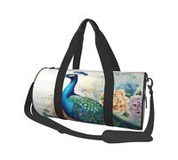 Beau sac de voyage à imprimé paon et floral avec poche et sangle réglable, grand sac de sport, sac de yoga tendance pour homme et femme, noir, taille unique, mode, noir, taille unique, mode, Noir ,