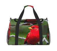 Beau sac de voyage à main avec oiseaux rouges - Grand sac fourre-tout réutilisable, parfait pour les activités de plein air, le sport, le camping et les courses, noir, One Size