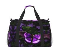 Beau sac de voyage à main papillon violet - Grand sac fourre-tout réutilisable, parfait pour les activités de plein air, le sport, le camping et les courses, noir, One Size