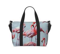 Beau sac de voyage amusant imprimé flamants roses pour homme et femme, grand sac de sport résistant à l'eau, sac fourre-tout de week-end avec bandoulière, Noir , Taille unique, Sac de voyage
