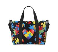 Beau sac de voyage avec imprimé cacatoès, oiseau et fleur, léger, résistant à l'eau, sac de gym et de voyage pour hommes, femmes et adolescents, Puzzle de sensibilisation à l'autisme., Taille unique