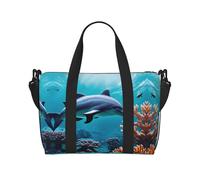 Beau sac de voyage avec imprimé dauphins du monde sous-marin, sac de sport, sac à bandoulière, sac de week-end pour homme et femme, noir, taille unique, Noir , Taille unique