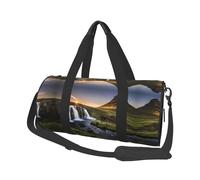 Beau sac de voyage en Islande pour homme et femme, sac fourre-tout rond en polyester imprimé avec bandoulière, Noir , Taille unique