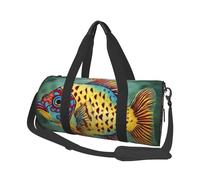 Beau sac de voyage en toile imprimée poisson - Sac de sport de gym avec grande capacité pour week-end d'affaires voyage, Noir , Taille unique
