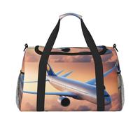 Beau sac de voyage imprimé avion ciel grand espace sac de voyage fourre-tout fourre-tout 50 x 33 x 25,9 cm élégant pour salle de sport