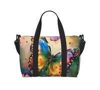 Beau sac de voyage imprimé papillon pour homme et femme, grand sac de sport résistant à l'eau, sac fourre-tout de week-end avec bandoulière, Noir , Taille unique, Sac de voyage Sacoche