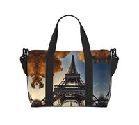 Beau sac de voyage imprimé Tour Eiffel Paris, sac de sport, sac de nuit, sac de week-end pour homme et femme, noir, One Size