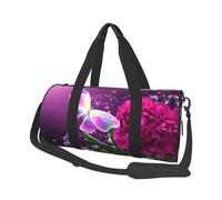 Beau sac de voyage pliable avec imprimé papillon violet et floral pour femme, grand sac fourre-tout pour le sport et les voyages, Noir , Taille unique