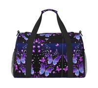 Beau sac de week-end imprimé papillon lumineux, sac de gym avec bagage à main, sac de week-end, sac fourre-tout et sac à bandoulière pour voyage fitness