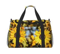 Beau sac de week-end imprimé tournesol, sac de gym avec bagage à main, sac fourre-tout et sac à bandoulière pour voyage et fitness