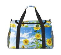 Beau sac de week-end imprimé tournesol, sac de gym avec bagage à main, sac fourre-tout et sac à bandoulière pour voyage et fitness