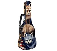 Beau sac étanche pour guitare acoustique, 108 x 42,9 x 11,9 cm, plusieurs poches, drapeau américain, animaux, multicolore, 42.9x16.9x4.7 in, Sac pour guitare